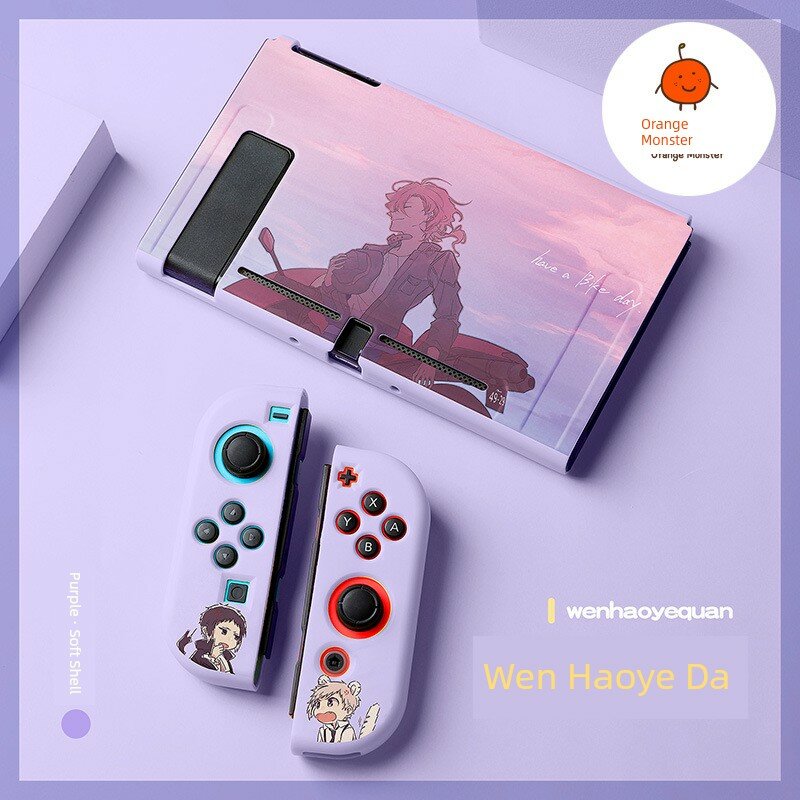 Мягкий чехол из ТПУ для Nintendo Switch OLED (Bungo Stray Dogs) - Фиолетовый цвет, 7-дюймовый экран