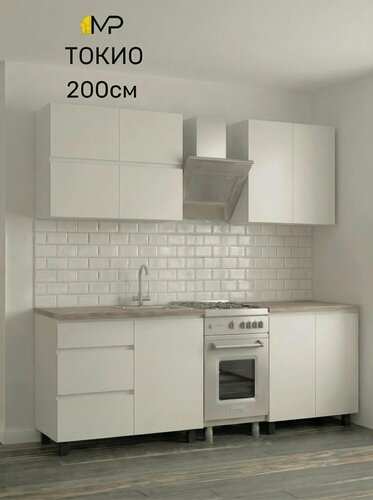 Изображение товара Кухонный гарнитур 2м ЛДСП Токио белый/дуб сонома со столешницей