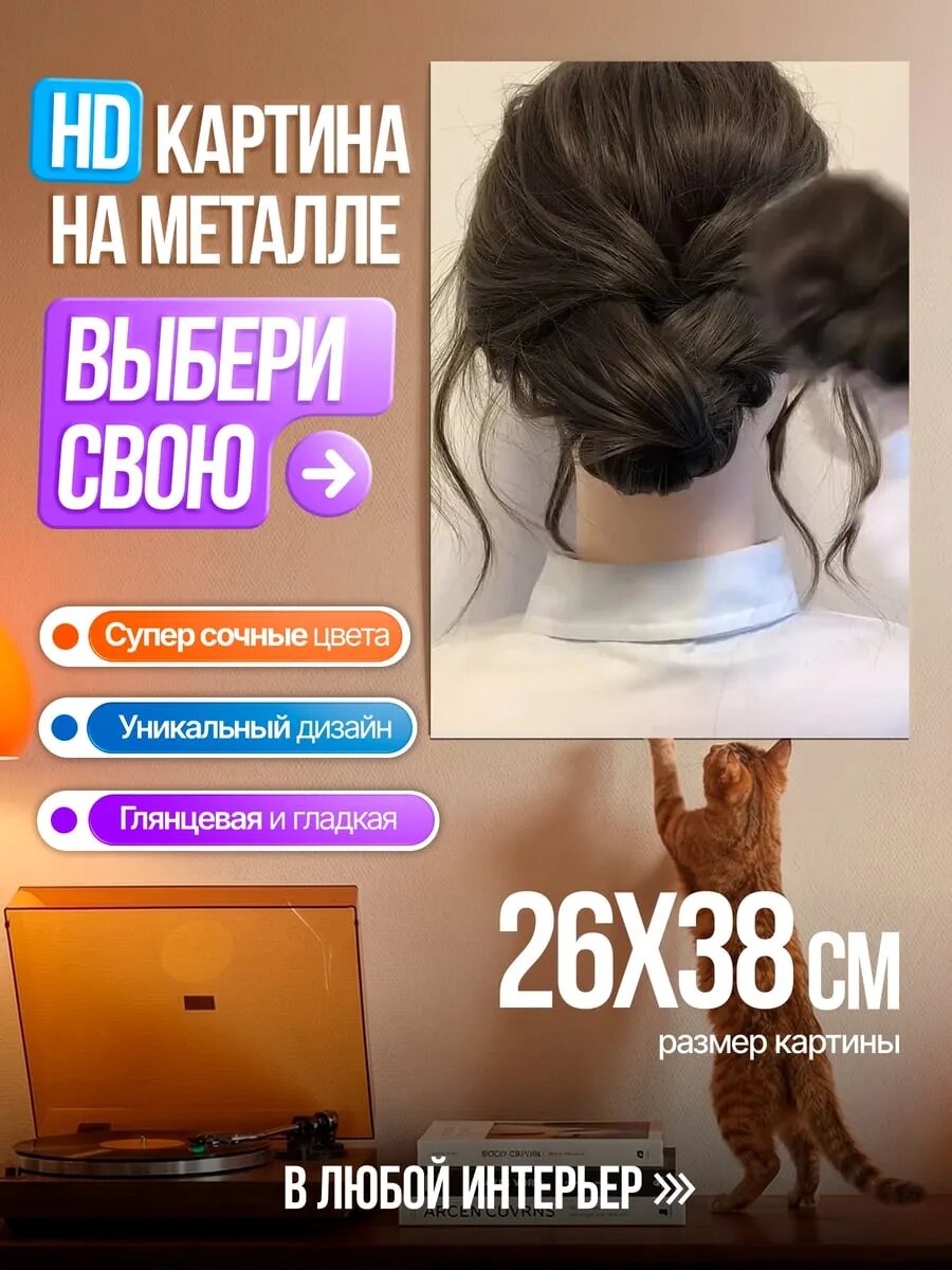 Картина на HD металле прическа с косой