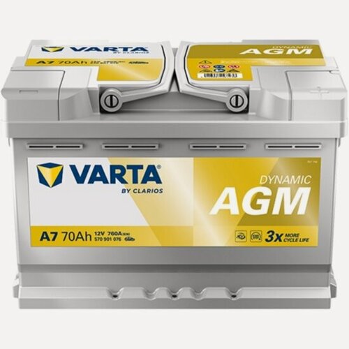 Изображение товара Аккумулятор Varta Dynamic AGM 570 901 076 E39/A7, 278x175x190, обратная полярность, 70 Ач