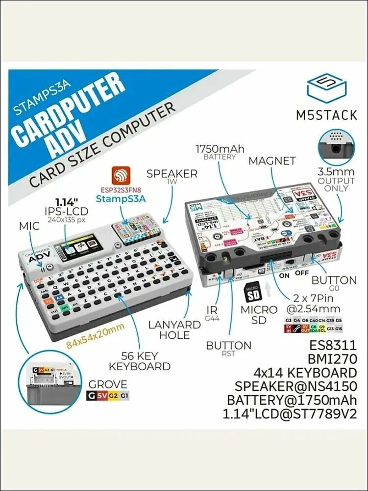 M5Stack CardputerStamp S3 esp32 модуль датчика — фото 1