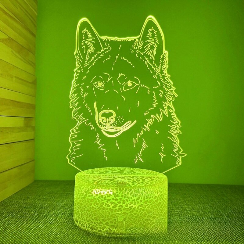 3D волчья форма с трещинами USB сенсорное управление ночник с 7 цветами для декора