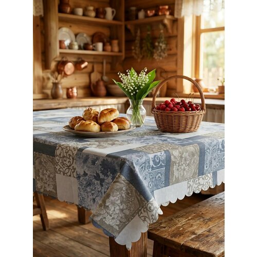 фото Скатерть на стол laid table клеенка для кухни 100x140 тканевая основа водоотталкивающая с пропиткой dekorama