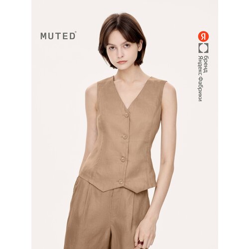 фото Жилет muted изо льна, размер s, бежевый