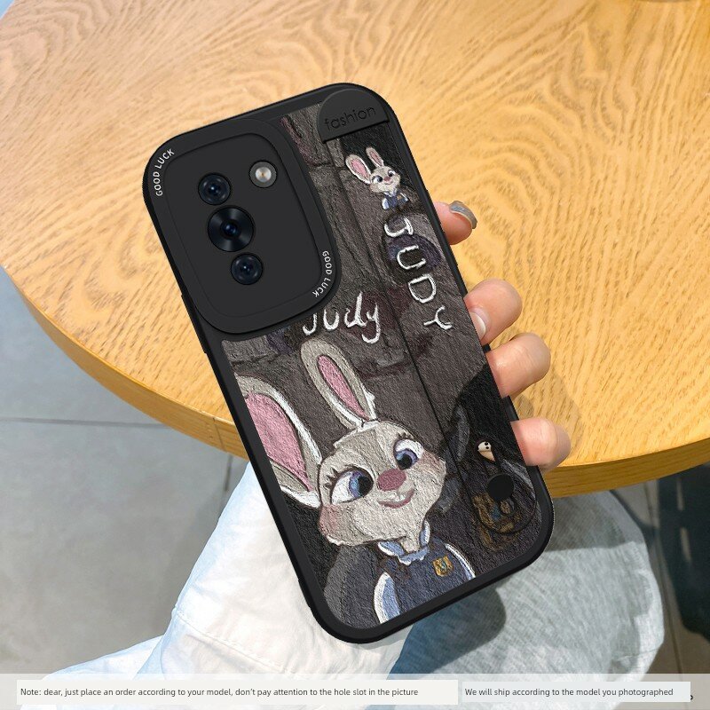 Чехол для Huawei Nova 13 Pro черного цвета из мягкого силикона с черным основанием браслета - дизайн Джуди