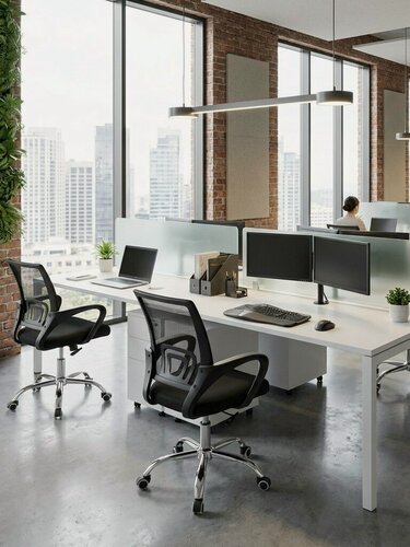 Изображение товара Комплект офисных кресел TetChair 4 шт, на колесиках с подлокотниками, хром, ткань, черные