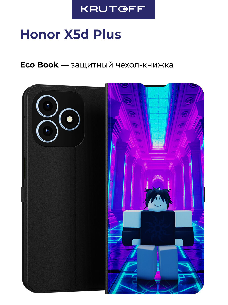 Чехол-книжка Krutoff Eco Book для Honor X5d Plus Roblox-Форсакен Ту Тайм (Forsaken Two Time) (черный)