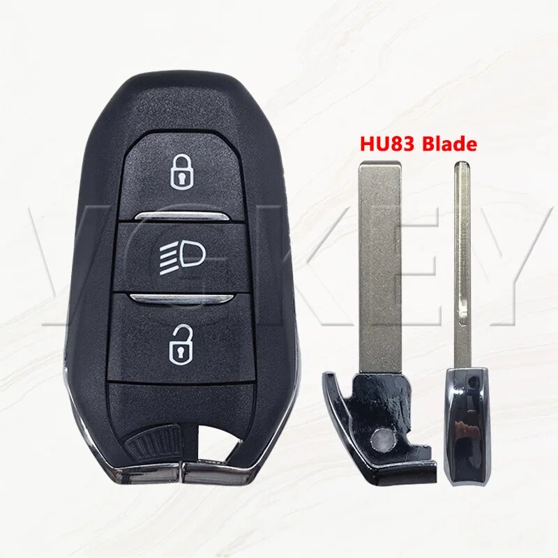 Корпус смарт-ключа Peugeot/Citroen HU83, 3 кнопки, черный
