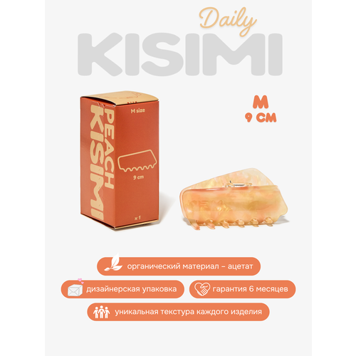 фото Заколка-краб для волос kisimi, коллекция: daily, размер m, цвет: персиковый, 1 шт