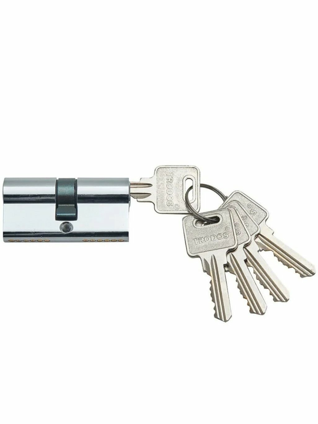 Личинка замка двери Trodos ЦМ 209207, 70 мм, хром, 5 ключей, в блистере