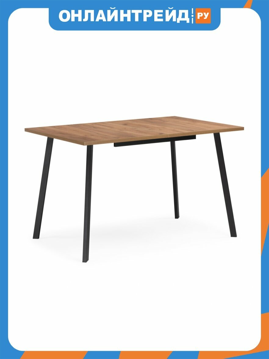 Стол деревянный Woodville Кортни 120 (160) x 80 дуб крафт золотой / черный матовый