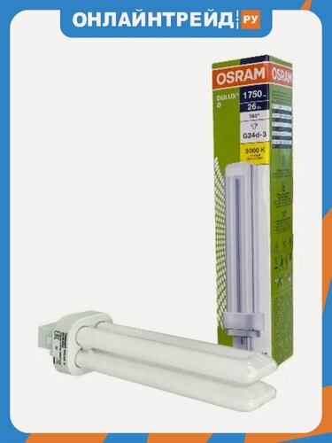 Изображение товара Лампа люминесцентная Ledvance-osram DULUX D 26W/31-830 G24d-3 (тёплый белый 3000К) - лампа OSRAM
