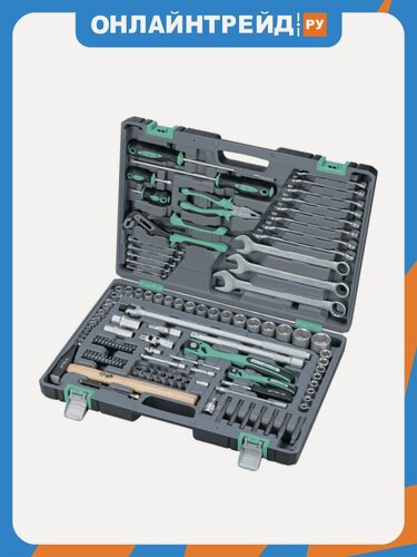 Изображение товара Набор инструментов Stels Equipment STELS 14112, 1/4", 1/2", Cr-V, S2, усиленный кейс, 119 предметов