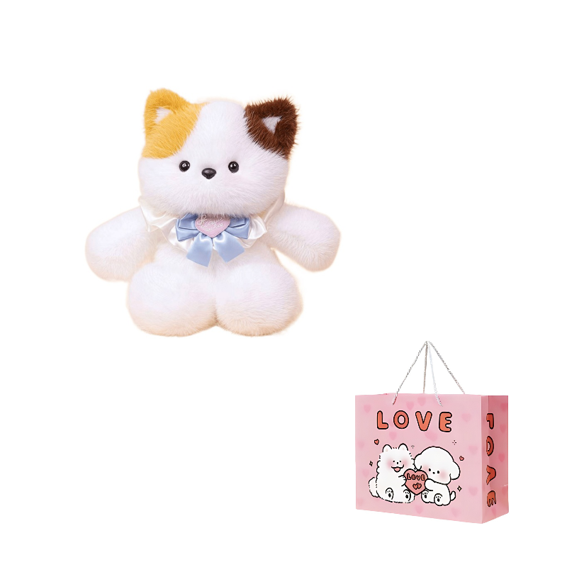 Плюшевая кукла унисекс GUAIGUAIXIONG Бегущий плюшевый мишка, Running Tricolor Kitten+Princess Bib, 50CM EU