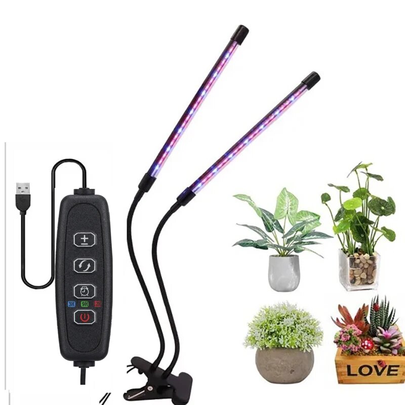 USB LED Фитолампа HONGQI 2 Head USB-40LED