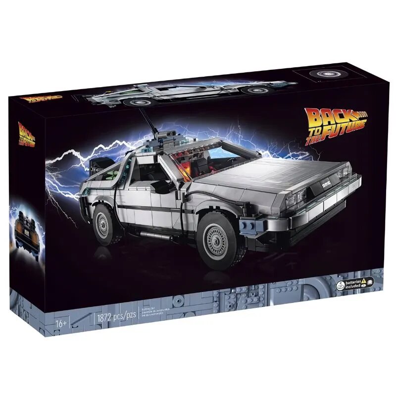 Конструктор пластиковый Делориан DeLorean DMC-12 Назад в будущее, 1872 детали, совместим с Лего