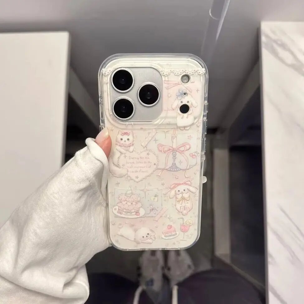 Корейский Милый Мультяшный Чехол Для Телефона С Кроликом И Кошкой Для iPhone, iphone 11