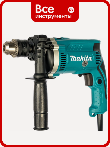Изображение товара Ударная дрель Makita HP1630K с реверсом, щеточным двигателем, ключевой патрон, одноступенчатая регулировка оборотов