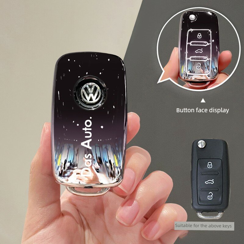 Градиентная черная одиночная чехол для ключа для VW Lavida Bora Jetta Beetle