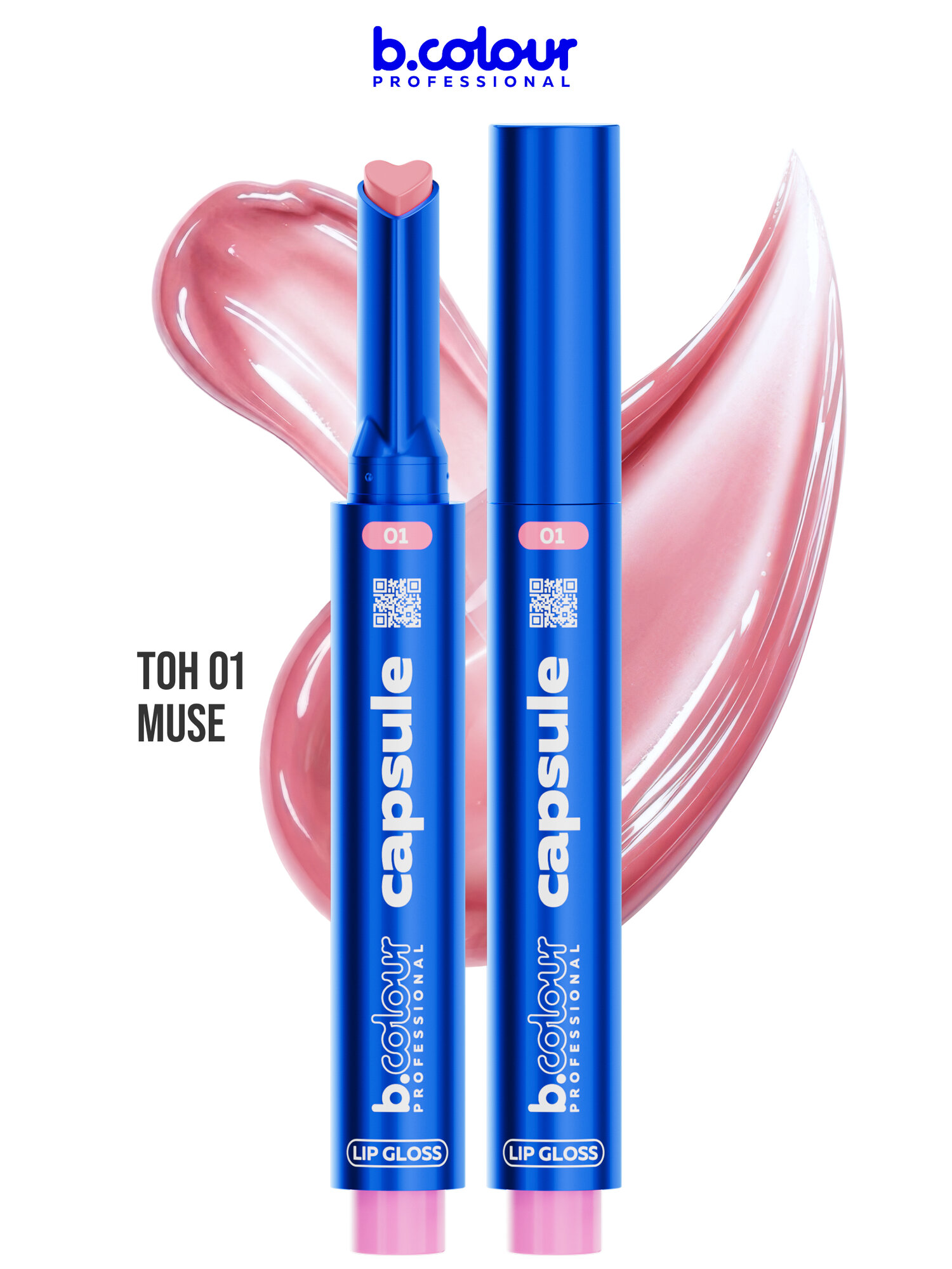 B.COLOUR PROFESSIONAL Блеск для губ бальзам нюдовый увлажняющий CAPSULE 01 Muse