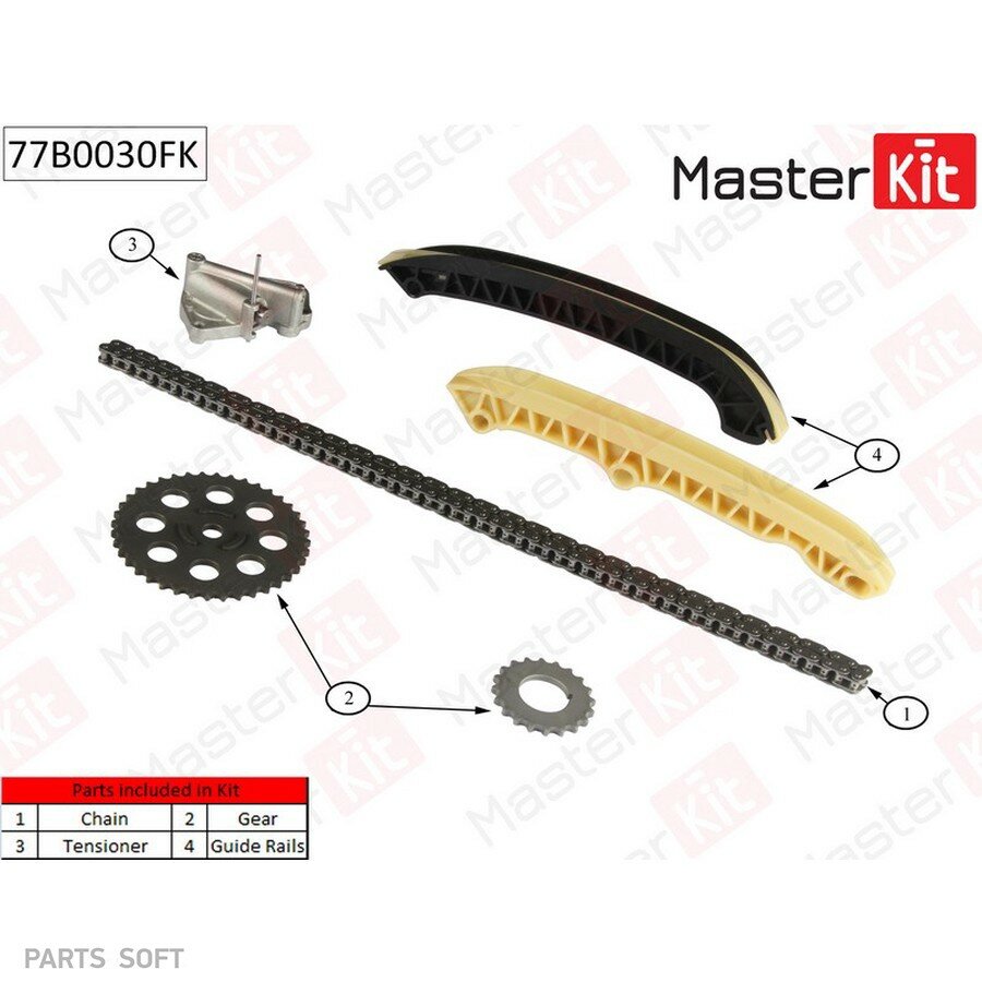 77B0030FK Комплект цепи ГРМ SKODA Fabia/Volkswagen POLO 1.2 AWY/BMD/BBM 02-07 MASTERKIT 77B0030FK