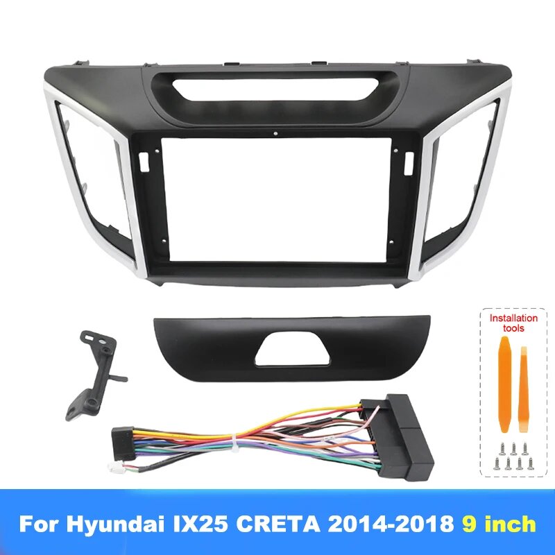 Рамка для автомобильной магнитолы 10,1 дюйма и жгут проводов для Hyundai IX25 Creta 2014–2018, комплект для установки стереосистемы на приборную панель
