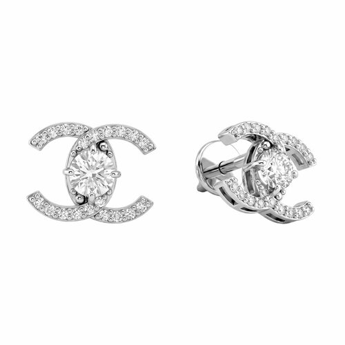 фото Серьги пусеты 585gold, белое золото, 585 проба, родирование, , белый