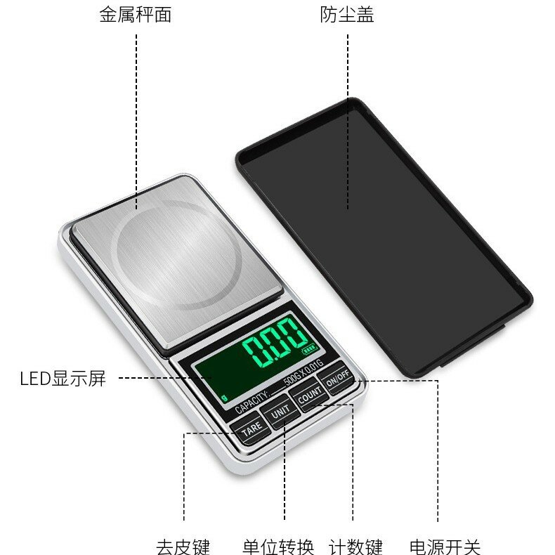 Мини-портативные электронные весы с USB для драгоценностей, 0.1 г точности и 1 кг максимальной грузоподъемности