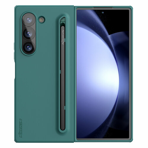 фото Чехол покрытый жидким силиконом зеленого цвета (light green) от nillkin для samsung galaxy z fold 6 5g, серия flex pure fold case (в комплекте съемное перо s pen)