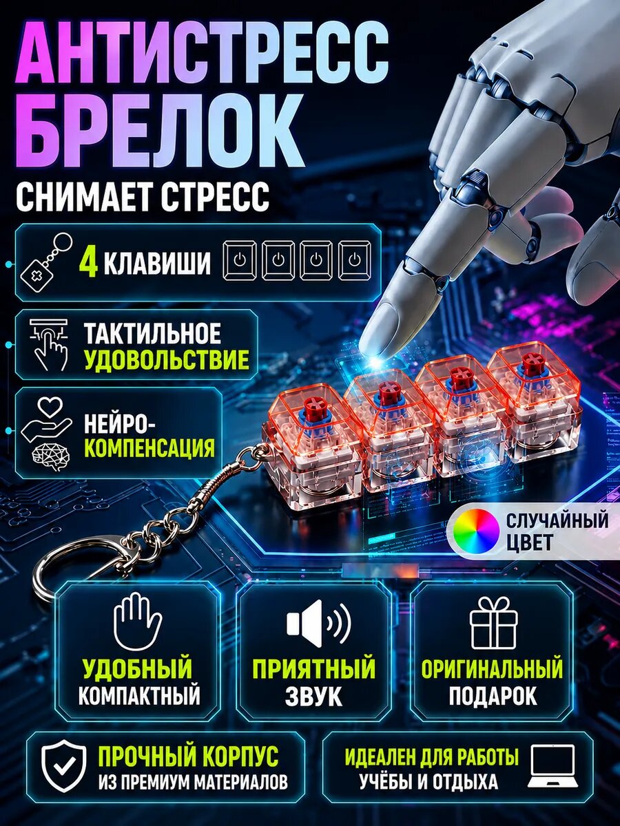Антистресс клавиатура брелок кликер кейкап