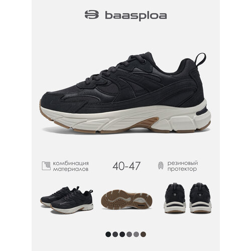 фото Кроссовки baasploa retro-running, полнота f (eu)/ на среднюю стопу, размер 43, темно-серый