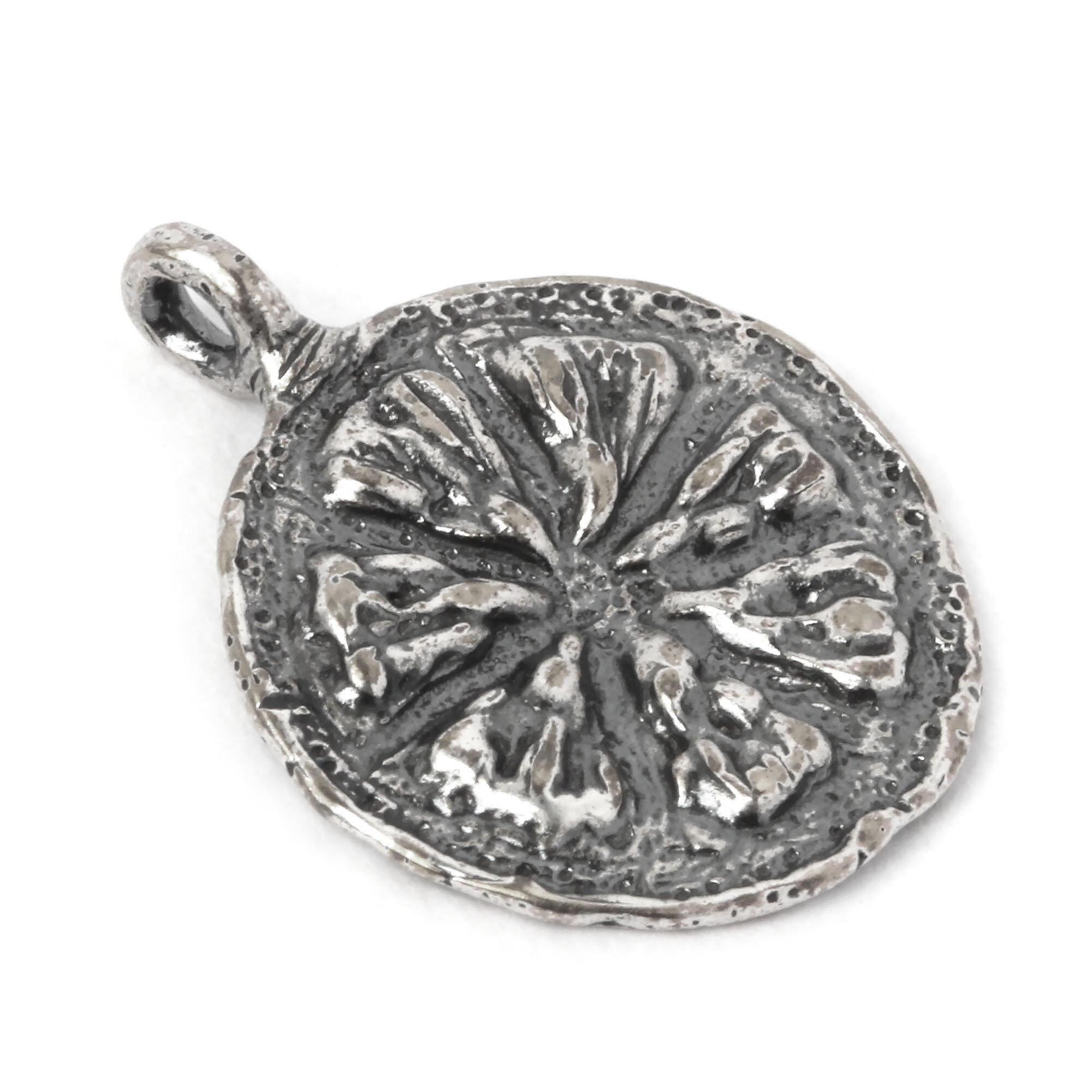 Подвеска, 20х16х4мм, Anna Bronze, Кусочек апельсина, базовый материал - латунь, цвет античное серебро (посеребрённый с чернением), 1 шт.