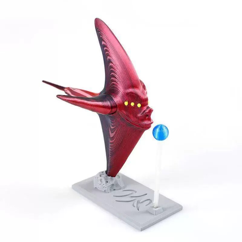 Фигурка космической красной рыбы в черно-красном цвете, 3D-печатная коллекционная игрушка, 17x16x9см