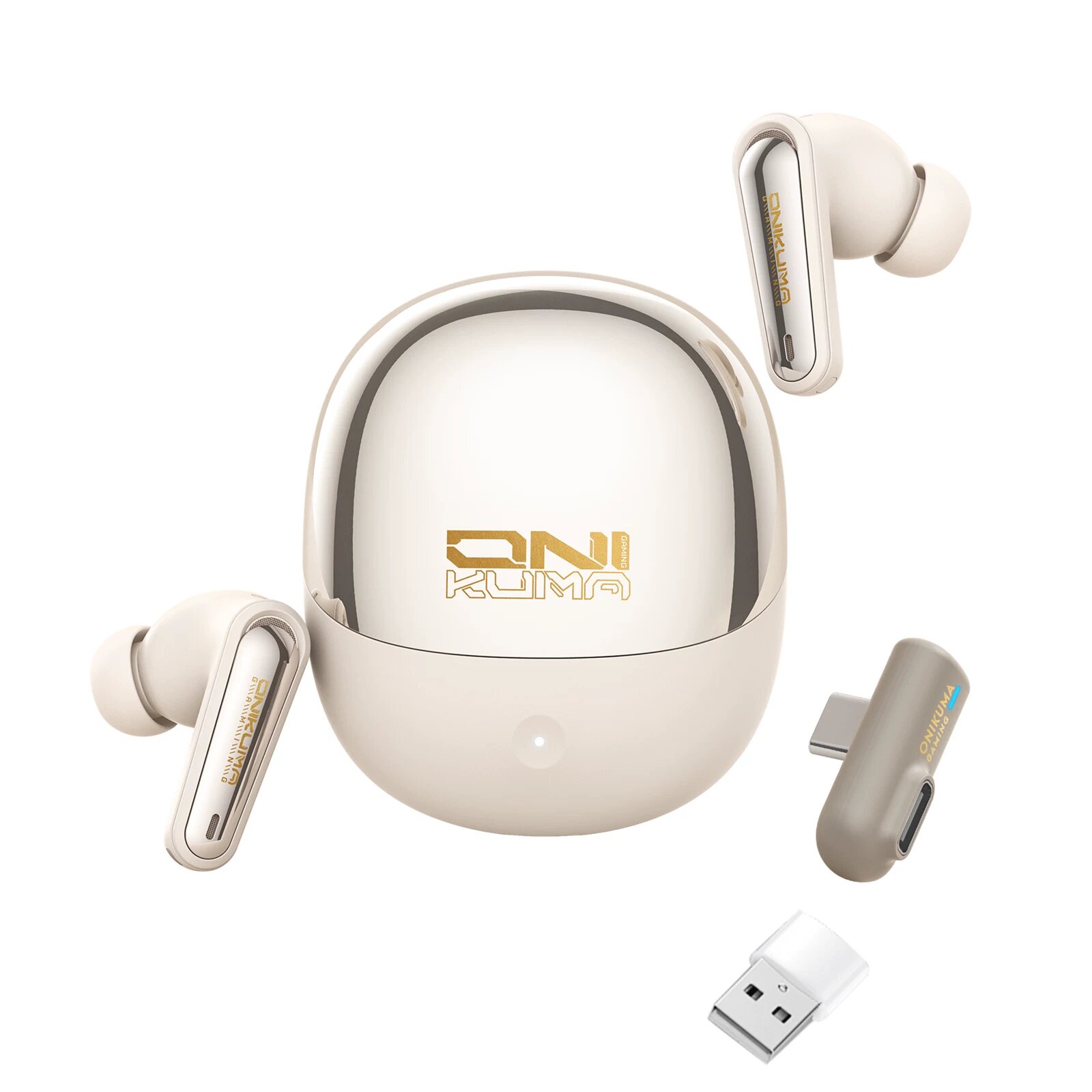 ONKUMA беспроводные наушники для игр с низкой задержкой, Bluetooth, 2.4G, C-тип, для ПК, цвет бежевый