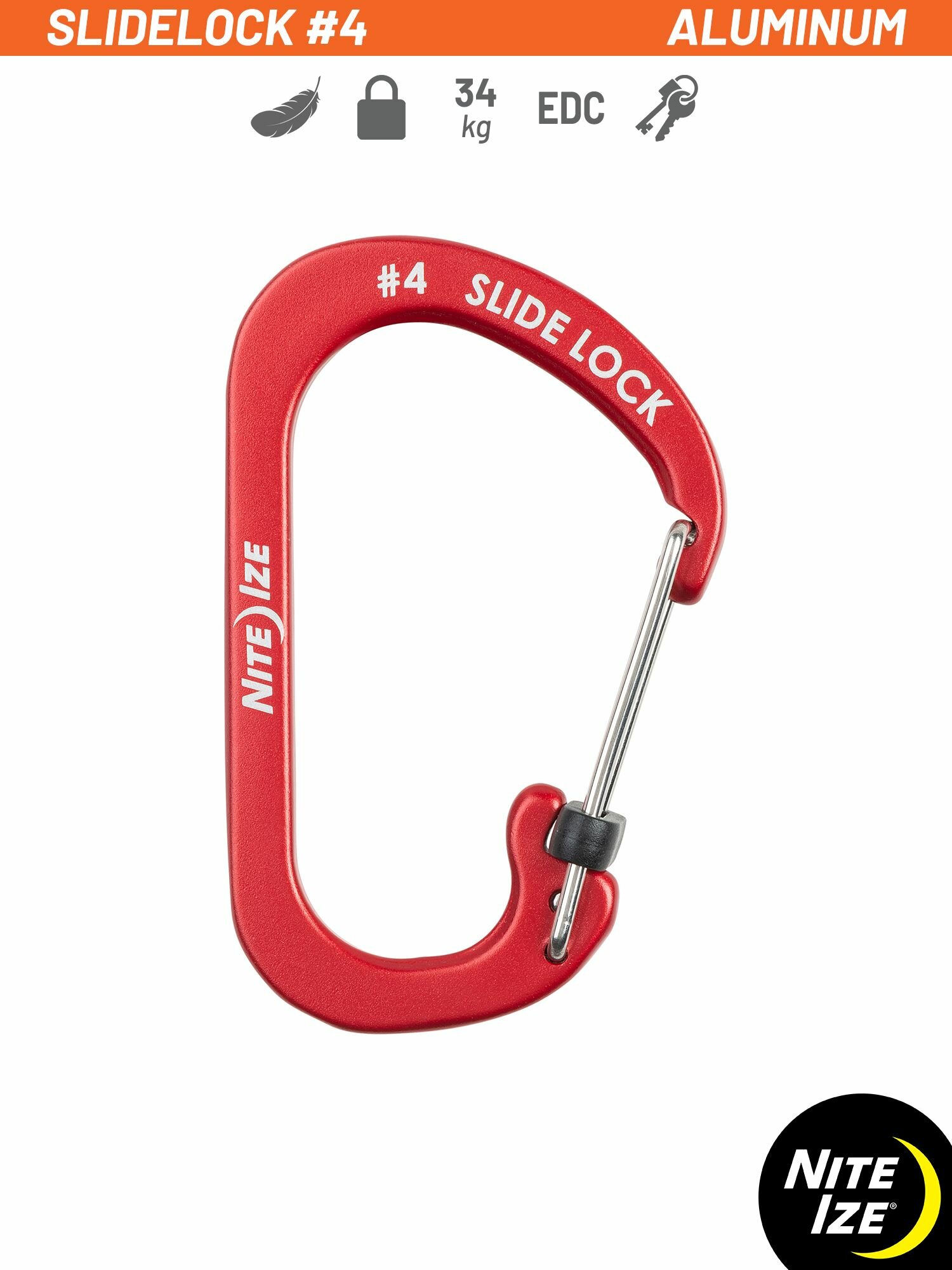 Карабин Nite Ize SlideLock Carabiner Aluminum #4 - Красный