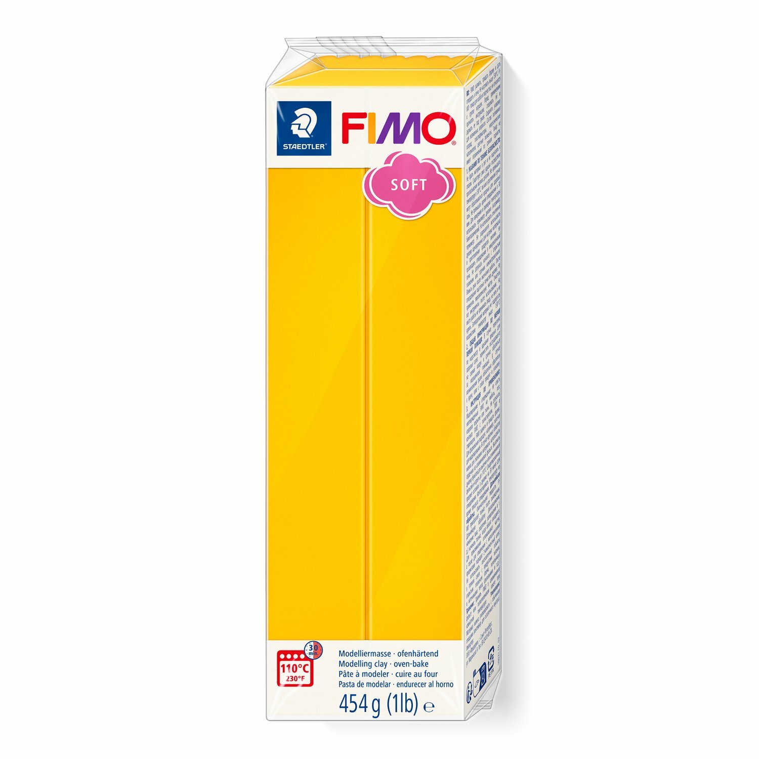 Полимерная глина FIMO Soft, для лепки и запекания, 454 г, цвет желтый