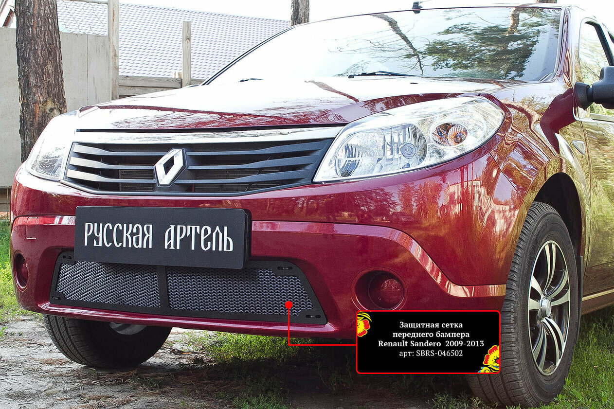 Защитная сетка переднего бампера Renault Sandero 2009-2013