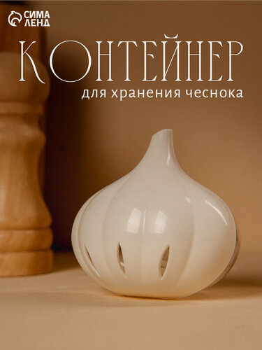 Изображение товара Контейнер для чеснока и лука "Альтернатива" 9×8.3×6.2 см, пластик, белый