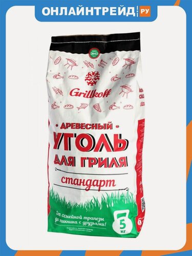 Изображение товара Уголь древесный Grillkoff для гриля "Стандарт" пакет 5кг (532537)