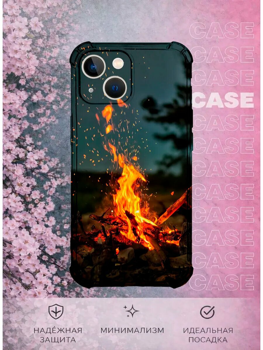 Чехол на iPhone 13 Mini с принтом Костер в лесу