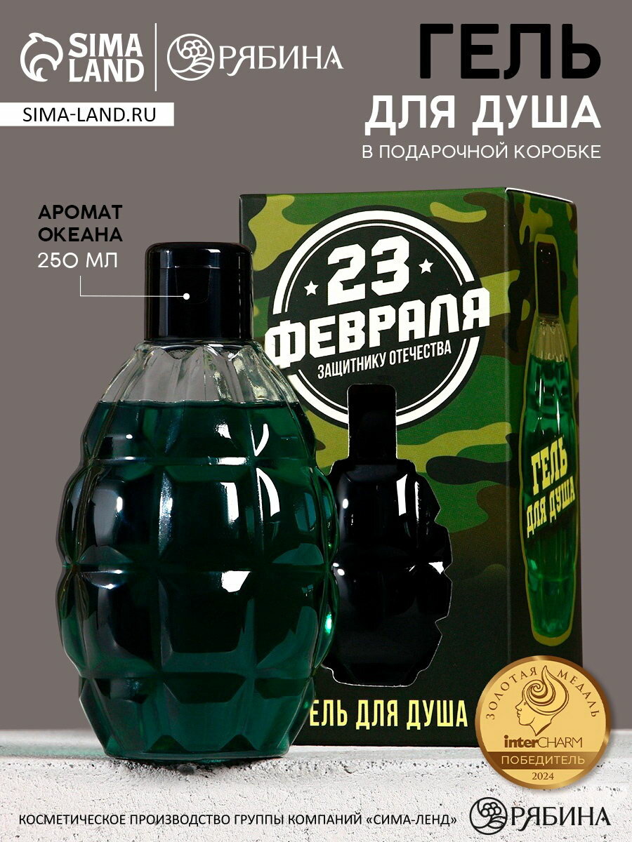 Гель для душа мужской "С 23 Февраля!", 250 мл, аромат океана