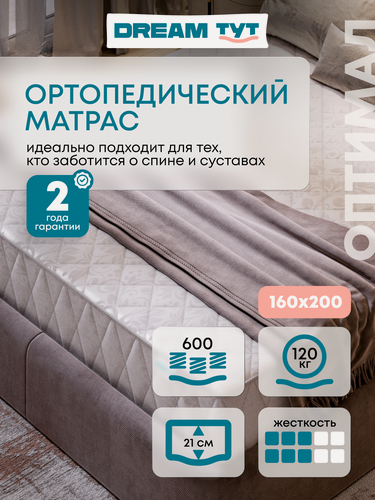 Изображение товара Матрас DREAM TYT Оптимал, независимый пружинный блок, 160 см x 200 см