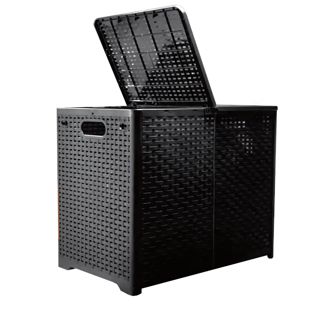 Корзина складная для хранения "FOLDI DUAL" 80л, пластик, графит, две секции с крышками, экономит место