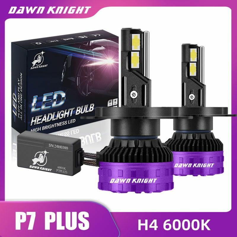 DawnKnight Лампа автомобильная H4, 6000 шт. арт. P7-PLUS-H4-6000K