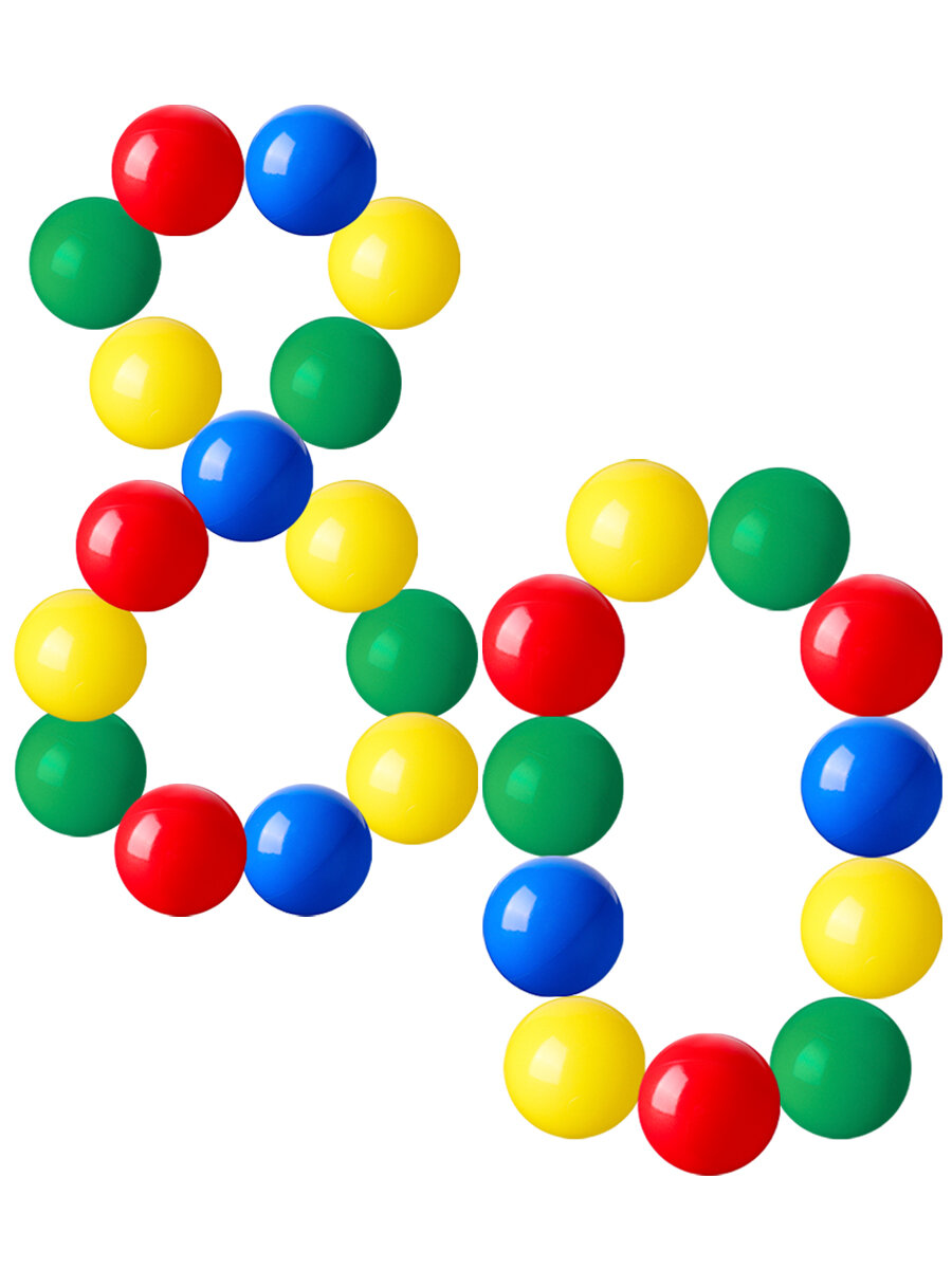 Шарики пластиковые для сухого бассейна, 80 шт, разноцветные, Ø70 мм (в пакете) ( Арт. И-8994)