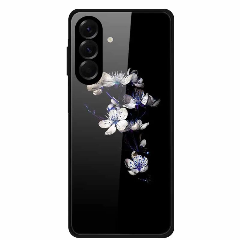 Чехол для телефона из закаленного стекла для Samsung Galaxy S24 FE, жесткий чехол из ПК, задняя крышка для Galaxy S24FE S 24 FE 5G, жесткие чехлы с цветком