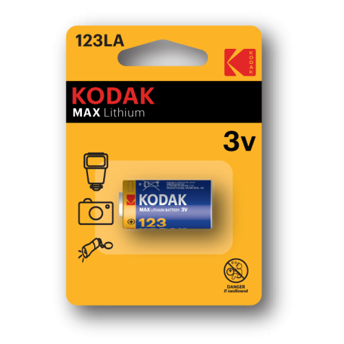 Элемент питания литиевый CR123 3В MAX Lithium (блист. 1шт) KODAK Б0005146