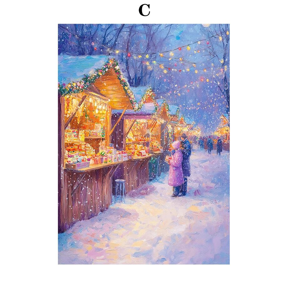 Настенная живопись на холсте "Рождественская ночь" T81763-03, 40x50cm No Frame