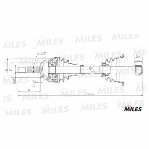 Вал приводной MILES gc01106 для Renault Clio II, Kangoo, THALIA I LB I, Twingo I