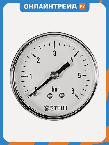 Изображение товара Манометр Stout аксиальный. Корпус Dn 50 мм 1/4 , 0.6 бар, кл.2.5